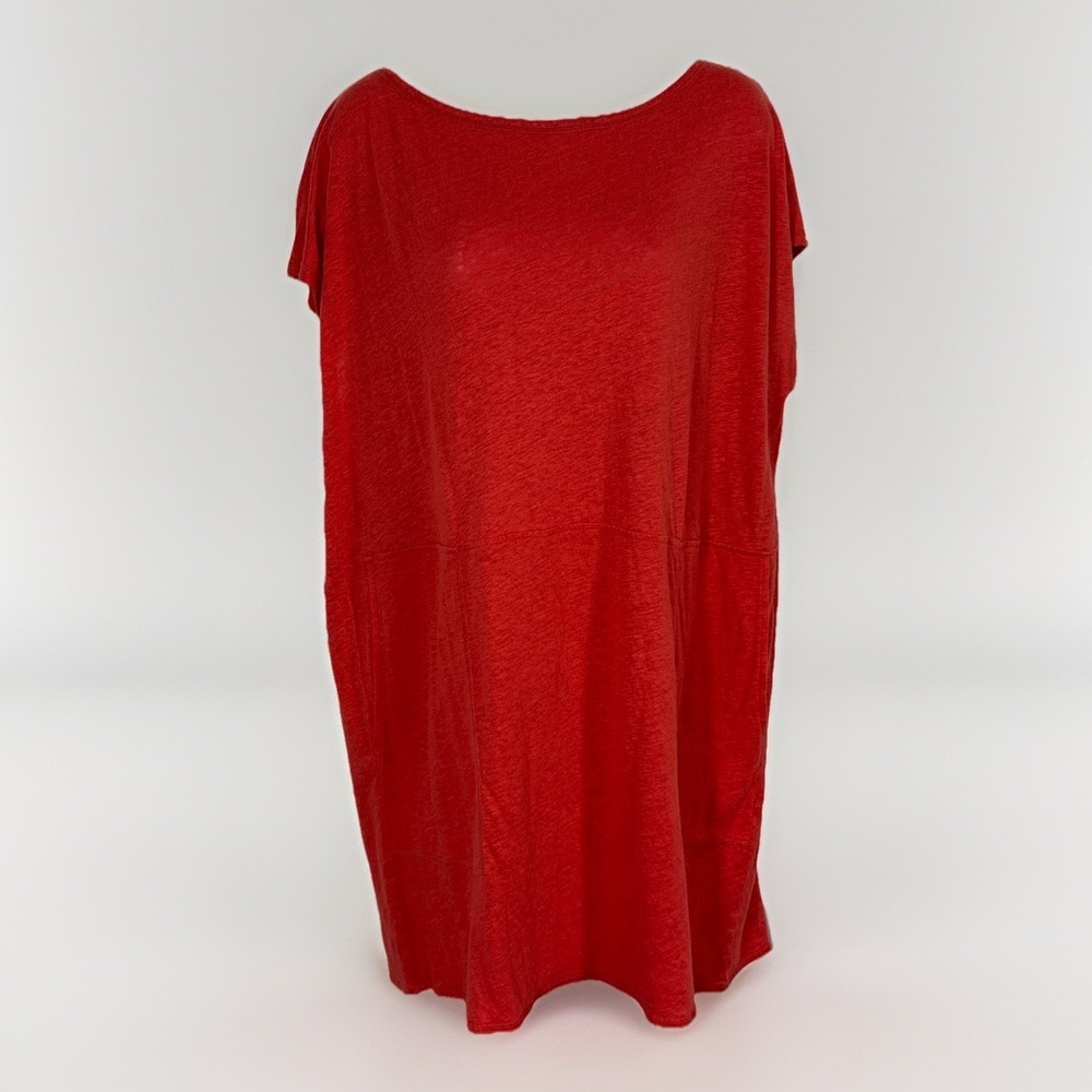 Eileen Fisher Organic Linen Corral Tunic Shift Dress J7429 Size S/P Oversized